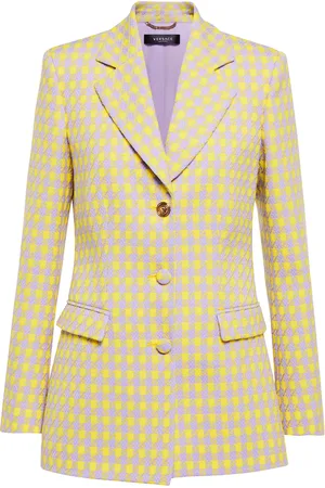 VERSACE Checked virgin wool blazer