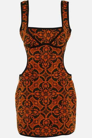Marine Serre Jacquard cutout cotton minidress