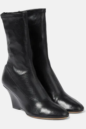 Khaite Apollo wedge leather ankle boots