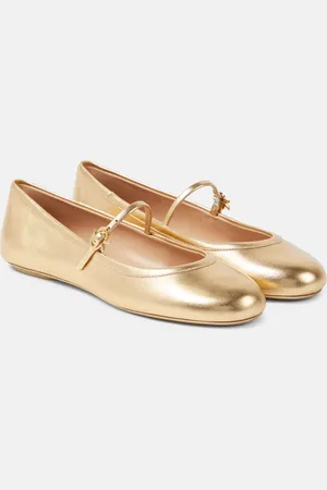 Gianvito Rossi Carla metallic leather ballet flats