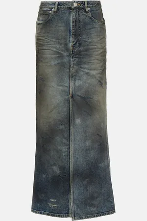 Balenciaga Bleached denim maxi skirt