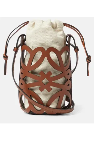Loewe Anagram leather and canvas pouch with strap