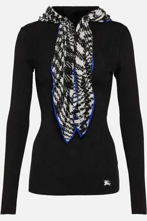 Burberry Scarf-detail ribbed-knit sweater