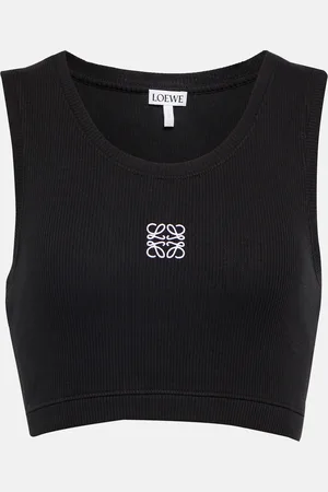 Loewe Anagram cropped cotton-blend tank top