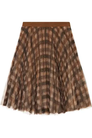 Brunello Cucinelli Checked pleated tulle skirt