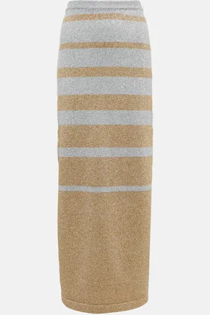 Paco rabanne Striped metallic knit maxi skirt