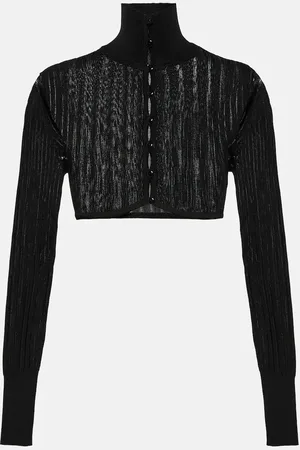 Alaïa AlaÃ¯a Ribbed-knit cropped cardigan