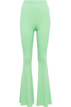 Self-Portrait Rib-knitted high-rise flared pants