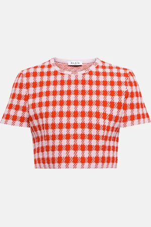 Alaïa AlaÃ¯a Houndstooth cropped top