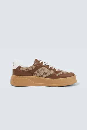 Gucci GG leather-trimmed canvas sneakers