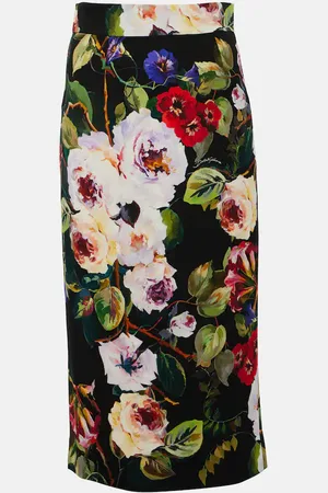 Dolce & Gabbana Rose Garden charmeuse midi skirt