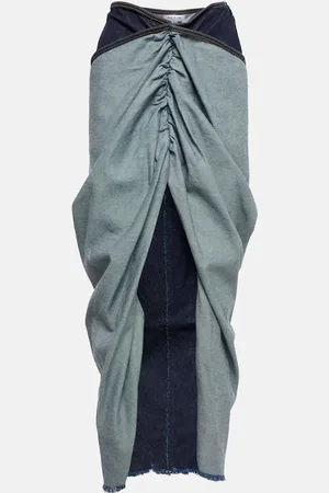 Alaïa AlaÃ¯a Draped denim maxi skirt