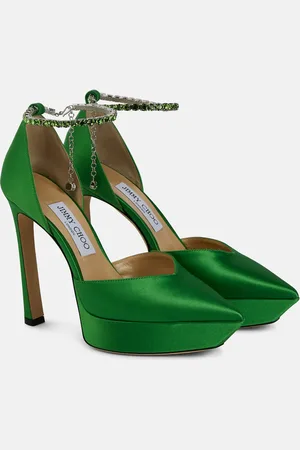 Jimmy Choo Saeda 125 embellished satin platform pumps