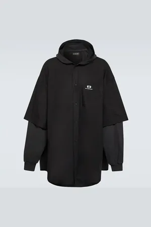 Balenciaga Patched cotton poplin and fleece jacket