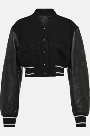 Givenchy Wool and leather cropped bomber jacket