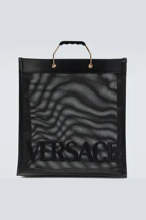 VERSACE Shopper leather-trimmed tote bag