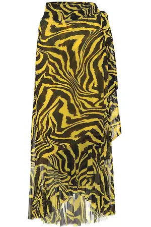 Ganni Animal-print wrap skirt