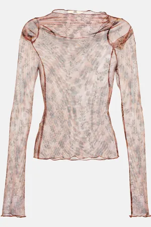 KNWLS Floral off-shoulder mesh top