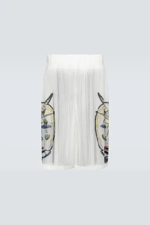 Burberry Marine sketch sheer plissÃ© shorts