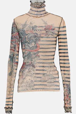 Jean Paul Gaultier Tattoo Collection tulle turtleneck top