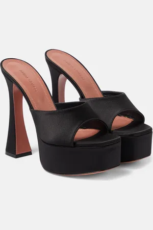 Amina Muaddi Dalida satin platform mules