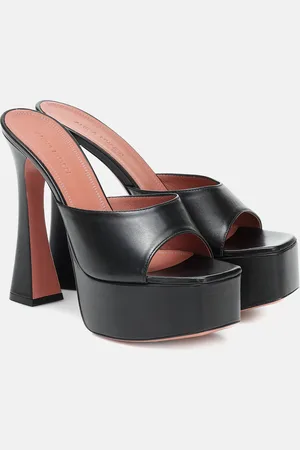 Amina Muaddi Dalida leather platform sandals