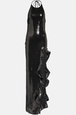 DAVID KOMA Ruffle-trimmed sequined gown