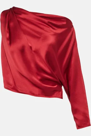 The Sei Draped one-shoulder silk satin top