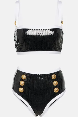 Balmain Sequined high-rise bikini
