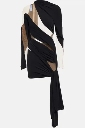 MUGLER Draped tulle-embellished minidress