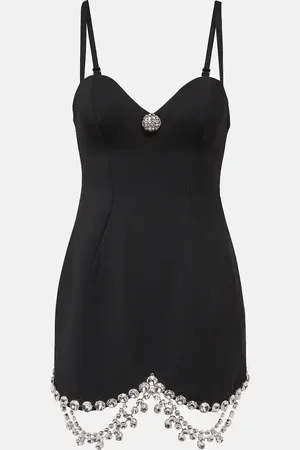 AREA Crystal-embellished wool minidress