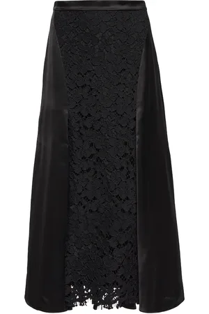 Erdem Suzanne satin and lace midi skirt