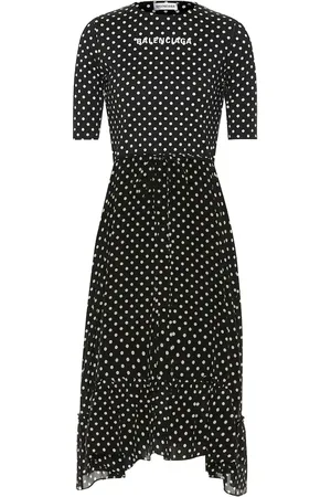 Balenciaga CrÃªpe polka-dot midi dress