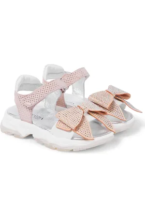 MONNALISA Bow-embellished leather sandals