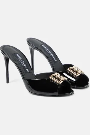 Dolce & Gabbana DG patent leather mules