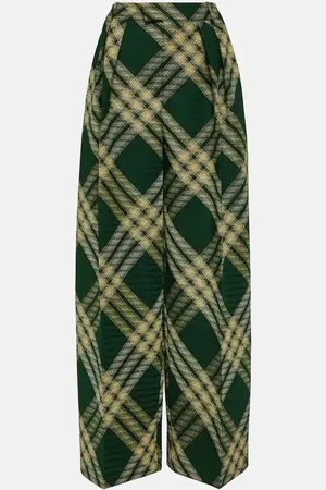 Burberry Checked wool twill wide-leg pants