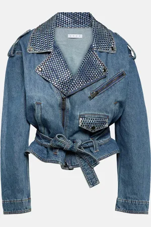 AREA Crystal-embellished denim jacket