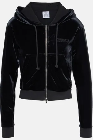 Vetements Cropped velvet hoodie