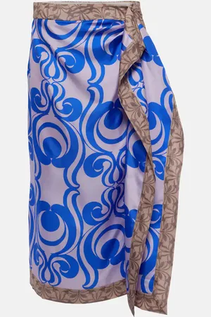 DRIES VAN NOTEN Printed silk twill wrap skirt