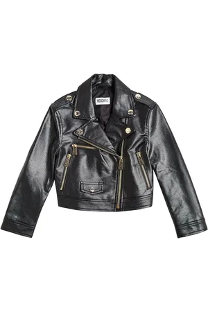 Moschino Logo faux leather jacket