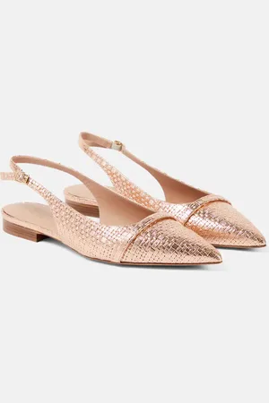 MALONE SOULIERS Jama embossed leather slingback flats
