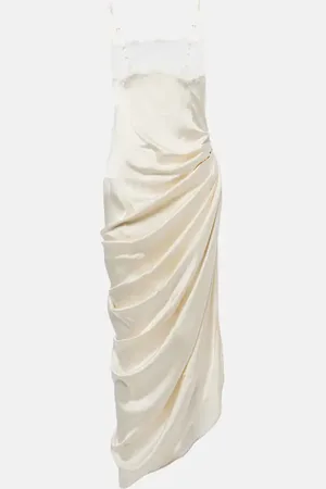Jacquemus La Saudade BrodÃ©e satin slip dress