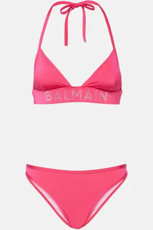Balmain Logo crystal-embellished bikini