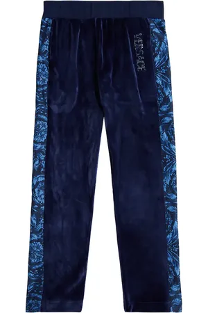 VERSACE Barocco embellished velvet track pants