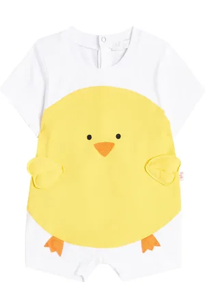 Il gufo Baby printed cotton jersey playsuit