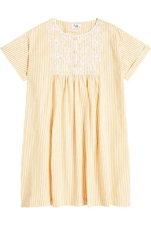 Il gufo Embroidered striped cotton dress