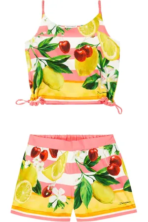 Dolce & Gabbana Printed cotton poplin top and shorts set