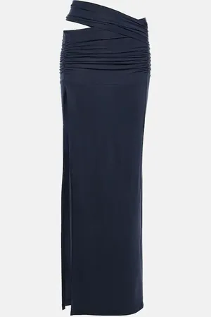 KNWLS Petrol gathered midi skirt