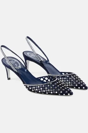RENE CAOVILLA Carrie embellished suede slingback pumps