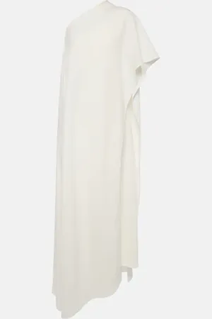 VALENTINO Caped asymmetric silk midi dress